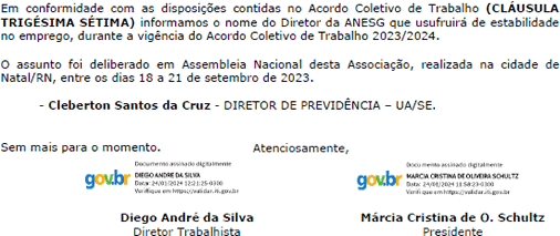 CARTA ANESG - ESTABILIDADE